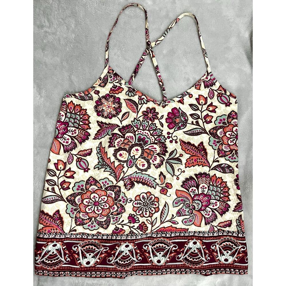 Hollister S Spaghetti Strap Camisole Boho Floral Festival Indian Print Fairy
